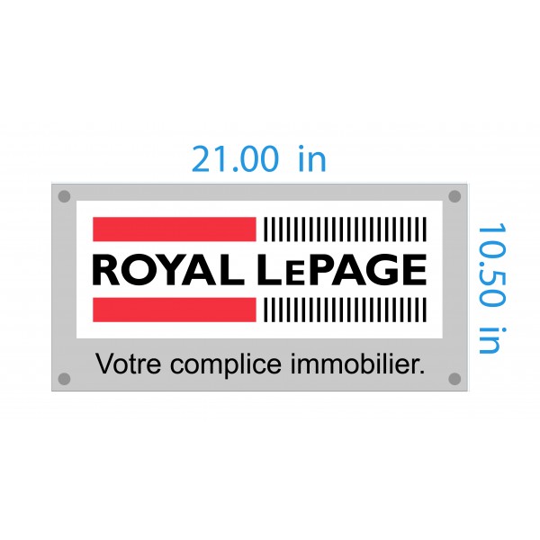 Petite enseigne Royal Lepage 21''x10.5'', lettrage 3D sur Plexi blanc